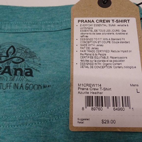 Prana Crew T-Shirt NWT - Picture 2 of 6